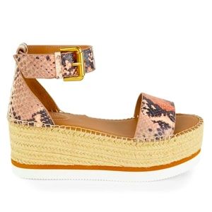 See By Chloe Glyn Leather Platform Espadrille Rosa Antic SIZE 38 worn once